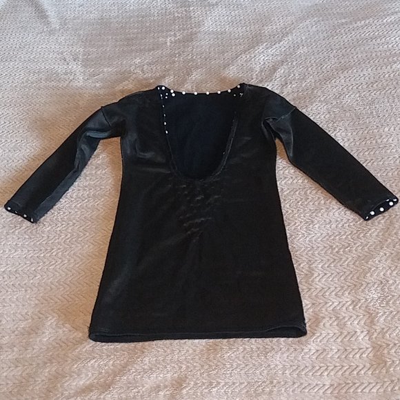 Women's Backless Mini Dress With Beaded Trim/Faux Pearls - Black - Size Small - Picture 9 of 16